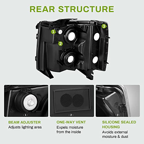 AUTOSAVER88 Headlight Assembly Compatible with 2007-2013 Chevy Silverado 1500/2007-2014 Silverado 2500HD 3500HD Models Only Headlamp Driving Light Black Housing Clear Reflector Clear Lens by AUTOSAVER88 - Image 4
