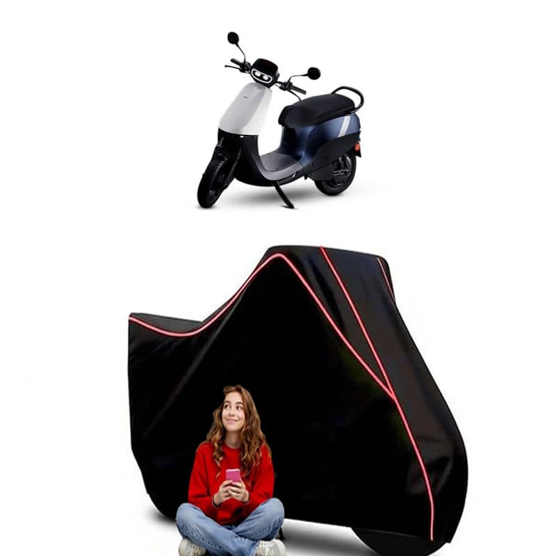 Image of S1 X Electric Scooty Bike Cover Water Resistant Outdoor Use Universal Fit Scooters Motorcycles Heavy Duty UV Protection Dust Rain Scratch Resistant Elastic Bottom Black Blue Piping