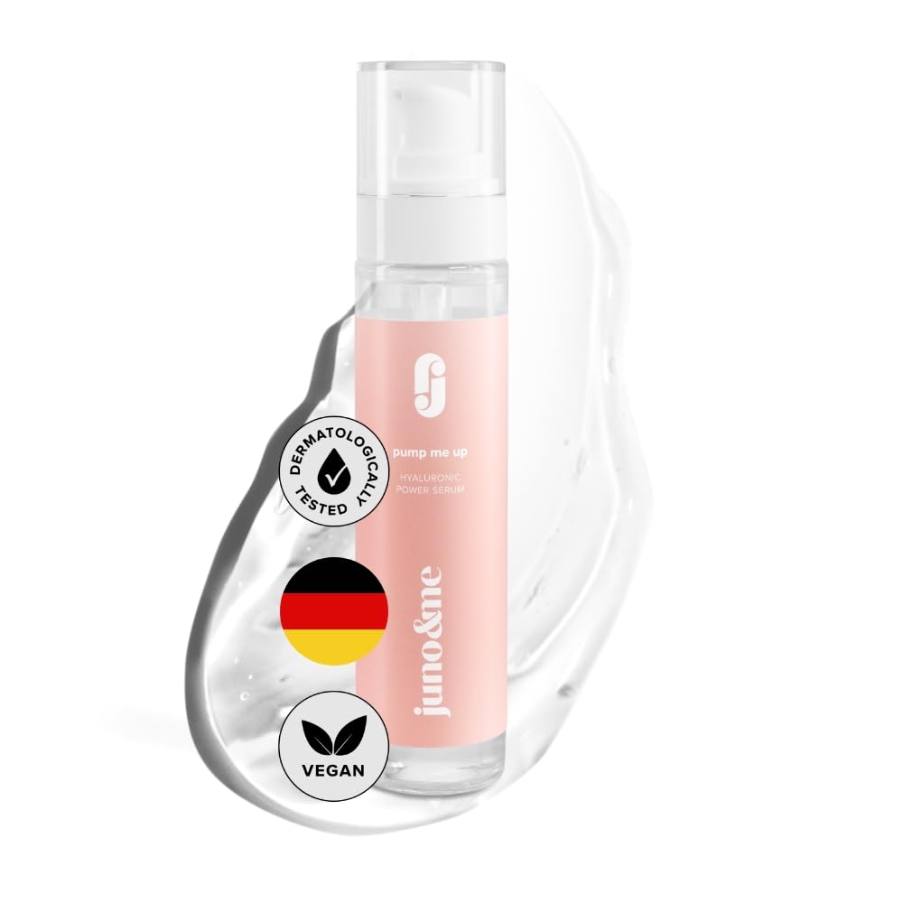 juno & me - Anti-Aging Dekolleté Serum: Hochdosiert mit Hyaluronsäure + Koffein + Parakresse - Körperpflege für Dekolleté & Brüste mit Anti-Agingeffekt - Feuchtigkeitscreme - vegan Skincare - 50ml