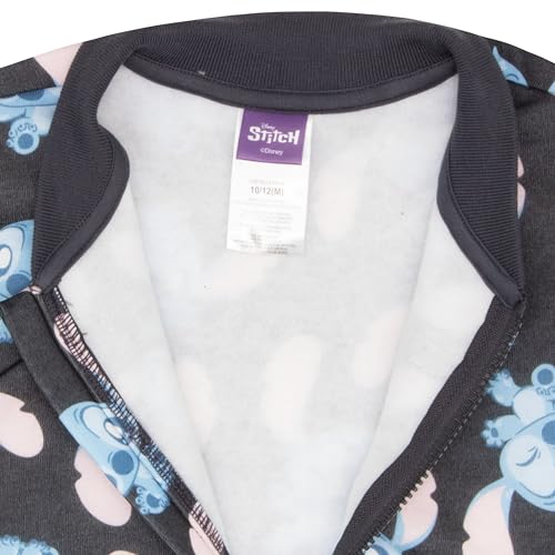 Image of Disney Lilo & Stitch Girl's Zip-Up Varsity Bomber Jacket - Casual Lightweight Coat with Stitch Graphic Print for Kids
