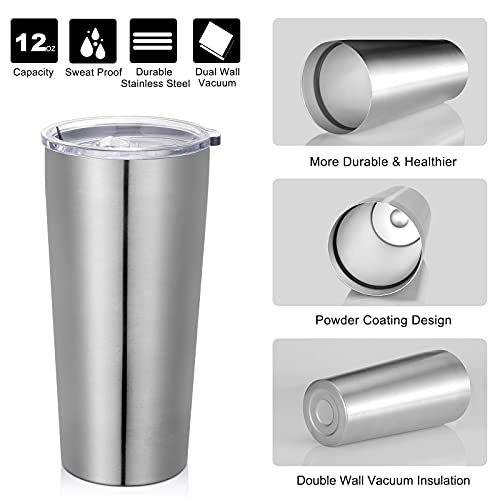 VEGOND 20oz Tumbler Bulk with Lid and Straw 12 Pack, Stainless Steel Vacuum Insulated Tumbler, Double Wall Coffee Cup Travel Mug, Stainless Steel