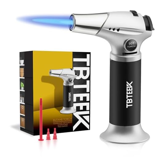 TBTEEK Kitchen Torch, Butane Torch Cooking Torch with Safety Lock & Adjustable Flame for Cooking, BBQ, Baking, Brulee, Creme, DIY Soldering(Butane Not Included)