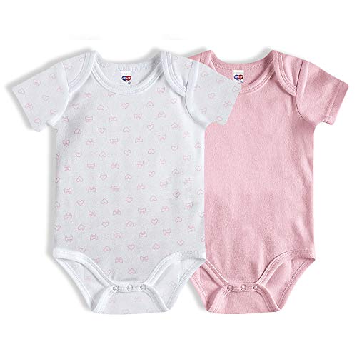 Kit 2 peças Bodies Manga Curta, Tip Top, Bebê Unissex, Rosa/Rosa, E