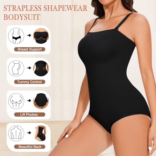 ciksob Strapless Shapewear Bodysuit for Women Seamless triangle Tummy Control Bodysuit Slimming Butt Lifter Body Shaper - image 7