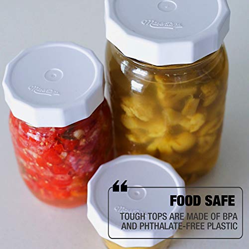 Masontops Tough Tops - Wide Mouth Mason Jar Lid - White - Bpa-Free Plastic Screw Caps - Reusable Airtight Storage Covers #TOP4