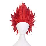 Anogol Hair Cap+Funny wigs for Anime Wig Short Red Anime Cosplay Wig Synthetic Hair Wavy Wigs Fancy Dress Costume Party