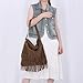 Imagen de EVEOUT Bolso Bandolera con Flecos de Gamuza sintética Oversize Boho Estilo Western Bolso de Hombro Hobo con Borlas