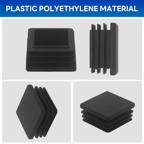 Image of 32 Pcs 1-1 /3 Inch Square Tubing End Caps, Plastic End Caps Insert Finishing Plug for Chair Legs, Pipe Post, Table Legs (Black, 35x35mm)