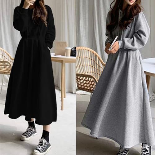 Robe à capuche polyvalente pour femme hiver longue décontractée et robe tendance chic