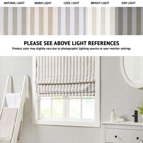 Madison Park Cannon Striped Cordless Roman Shades - Fabric Privacy Single Panel, Light Filtering, Thermal Insulated,Easy Installation Window Blind Treatment,Bedroom,Living Room Decor,35"W X 64"L,Taupe #TOP2