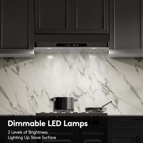 Image of Range Hood 30inch Under Cabinet, 900CFM Stainless Steel Kitchen Vent Hood with Gesture /Touch Control and Permanent Stainless Steel Filters, Ducted Vent, Top and Rear Vents