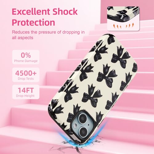 Coque iPhone 15 silicone beige coque antichoc rigide avec noeud - 4