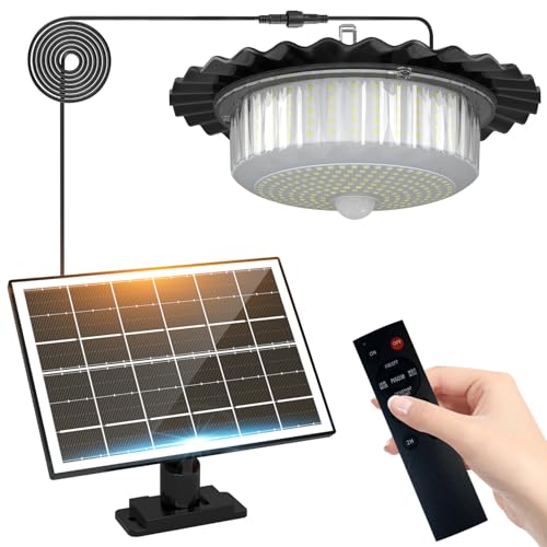 Otovoda Solar Shed Light Indoor Outdoor, 396 LED Waterproof Solar Powered Pendant Lights with Motion Sensor & 5 Modes & Remote Control, for Barn Home Gazebo Garage