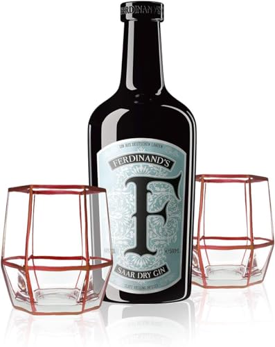 Ferdinand’s | Copper Comb Set Gin | Enthält 1x500ml Saar Dry Gin und 2x Ferdinand’s Copper Comb Glas I Einzigartige Mischung aus 30 Botanicals | 44% vol.