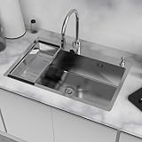 Plusieurs méthodes d'installation : l'Évier de Cuisine en Inox à quartz est adapté pour une installation sur le dessus ou sous le support, un robinet multifonctionnel, un égouttoir, des vannes d'angle pour eau chaude et froide, un distributeur de savon et d'autres accessoires pour répondre aux différents besoins des cuisines modernes.