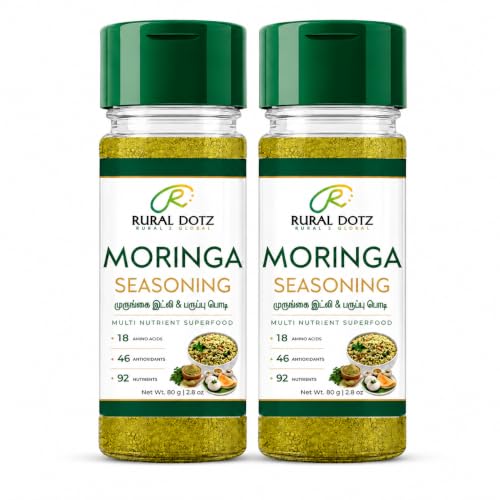 Image of Rural Dotz Moringa Seasoning 80g (Pack of 2) | All Purpose Spice Blend | Murungai Idli Podi | Moringa Rice Mix powder | Sprinkle on Eggs, Omelette, Salad & Pizza | Rub for Meat | Mix with Rice | No Preservatives