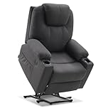 M MCombo Fernsehsessel mit Aufstehhilfe Elektrisch, Relaxsessel mit Liegefunktion bis 140°, Massagesessel mit Wärmefunktion, Knopf & Fernbedienung Verstellbar, mit USB, 7040 (Mikrofaser, Dunkelgrau)