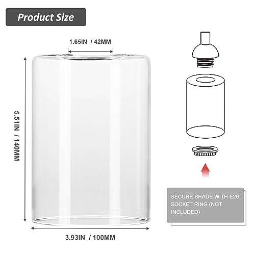 Image of EMONG Clear Glass Shade Covers Replacements, Clear Cylinder Glass Lamp Shade Replacement Globe for Lighting Fixtures