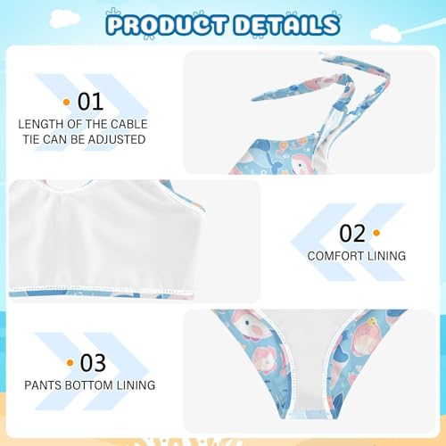 Flock Dolphins Sea Marine Pattern Girls' Two Piece Kids Bikini Set Beach Swimsuits Swimwear Adjustable Strap4
