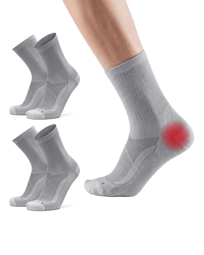 DANISH ENDURANCE 2 Paar Plantarfasziitis-Socken, Kompressionsstrümpfe, Orthopädische Socken, Knöchel und Fußgewölbe Unterstützung, Hellgrau 43-47