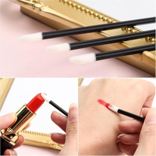 Image of iBuddy Disposable Lip Brush For Women - Pack of 50, Lipstick Brush For Makeup, Lip Balm Applicator, Eyeshadow Makeup Brushes, Travel-Friendly Lipstick Applicator Tool Kit - Black