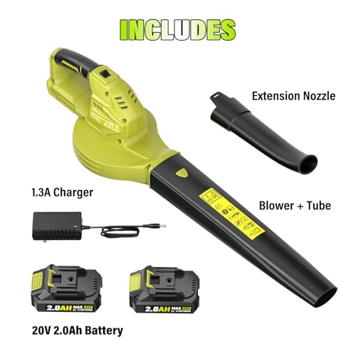image for SEYVUM Leaf Blower, 20V Cordless Blower with 2 x 2.0Ah Battery, Electr
