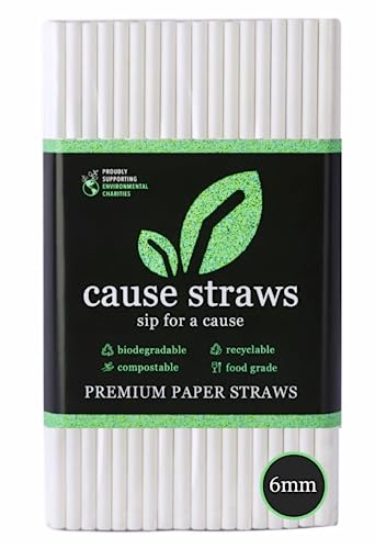 Image of Biodegradable Premium Drinking Straws | 100 Straws (6mm Wide) | White Colour | Best for Juice, Soft Drinks and Cocktails | Sip for a Cause (6MM, White)