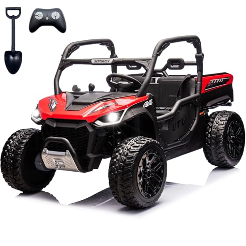 Image of NEWQIDA 2 Seater Kids UTV 24V Ride on Toy for Kids 3-8 Side by Side, Red