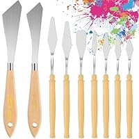 Foyods 9 Stück Spachtel Acrylmalerei,Farbmesser Palettenmesser für Acrylfarbe,Metallmesser mit Holzfarbe Holzgriff,für Ölmalerei,Farbmischung,Künstlerbedarf