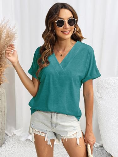 2PCS T Shirts Short Sleeve V Neck Tees Womens Fashion Tops Trendy Soft 2025 Casual Summer Spring Outfits Clothes