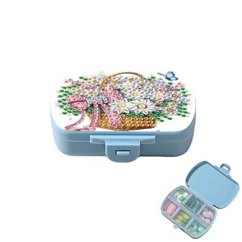 Image of ARTopet Diamond Art Painting Mini Storage Box with 6-Grid Creative Design Compact Portable Small Case for Purse Travel Daily-Flower Basket01