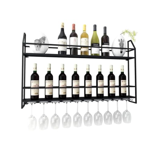 Soporte para botellas de vino de pared 60x12x62cm negro miniatura 1