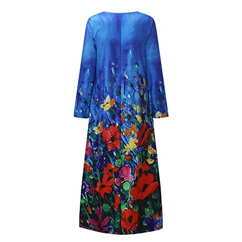 Briskorry Boho maxi-jurk voor dames, zomerjurken voor vrouwen, elegante bloemenprint, onregelmatige vrijetijdsjurk, zoom, swingjurk, dubbellaagse lange jurk - Image 5