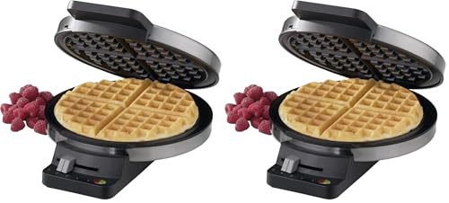 Image of Cuisinart Waffle Maker,1250W Round Classic Waffle Iron,5-Setting Adjustable Browning Control,WMR-CAP2,Brushed Stainless,(Pack of 2)