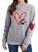 YINGWIN Pfote Herzdruck Pullover Damen Herbst Langarmshirt Herbst Sweatshirt Pullover für Damen Sweatshirts Ohne Kapuze