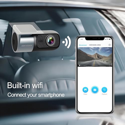 Image of HIKVISION D1 Car Dash Camera with 1080p HD Resolution | 360 Camera Rotation | Ultra-Wide 102 View | G-Sensor | Night Vision | Built- in Wi-Fi | Built-in Mic & Speaker | Upto 128GB SD Card Support