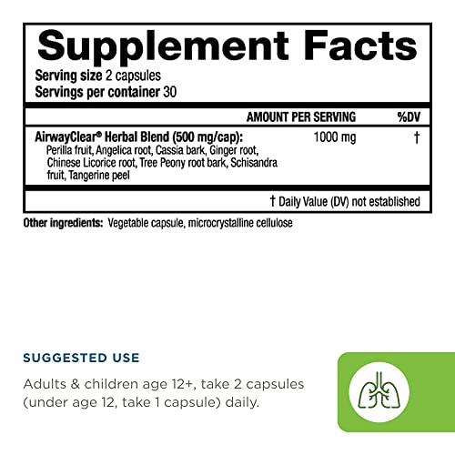 Ridgecrest Herbals Airwayclear - 60 Capsules - Respiratory Support - Never-Gmo, Gluten Free - 30 Servings #TOP1