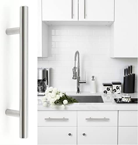 SAMNATE 10pcs (200mm Long/ 128mm Hole centres) Stainless Steel Kitchen Cabinet Drawer Handles T Bar Handle Furniture Drawer Pulls Kitchen Cupboard Handles