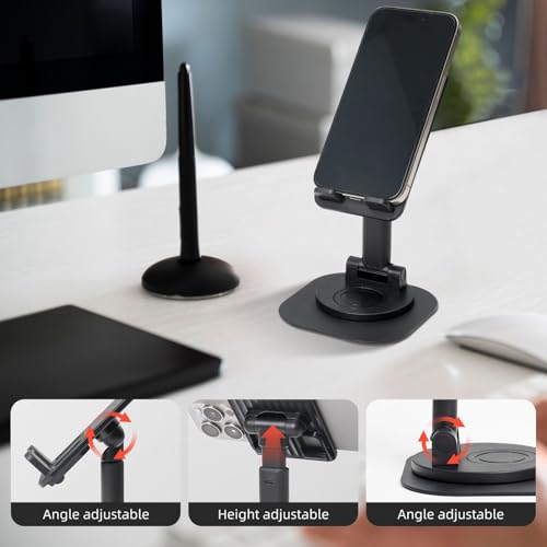 KSANNNS Support de téléphone rotatif à fond circulaire imprimé semis de germination, pliable et portable, noir et blanc – vue 4