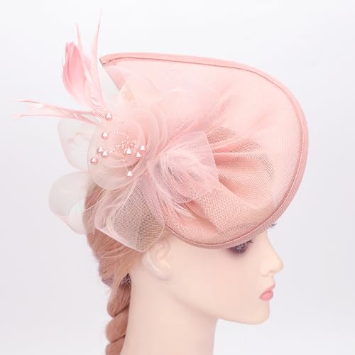 Image of DRESHOW Women Fascinator Hats Tea Party Hat Vintage Pillbox Hat Headband for Cocktail