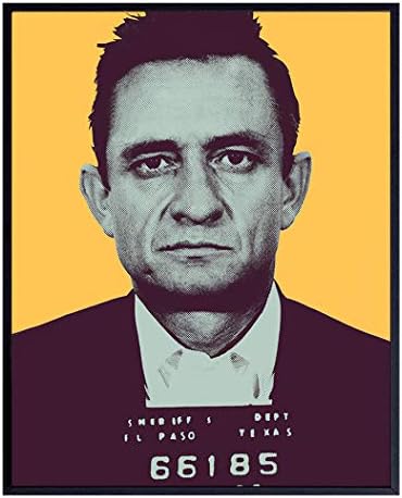 Johnny Cash Folsom Prison Mugshot Poster - 8x10 Andy Warhol Pop Art Wall Art Sign - Cool Unique Modern Home Decor for Living Room, Bedroom, Office - Gift for Country Music, Nashville Fans, Men, Women