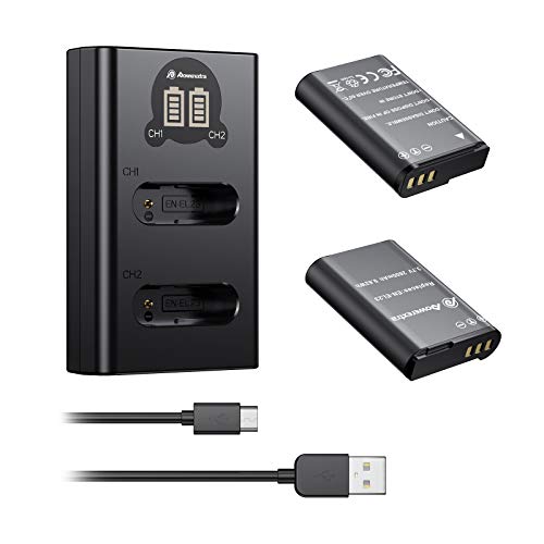 Powerextra - Juego de 2 baterías de repuesto EN-EL23 y cargador de batería dual LCD, compatible con cámara Coolpix P600, P610, P610s, B700, P900, P900s, S810c