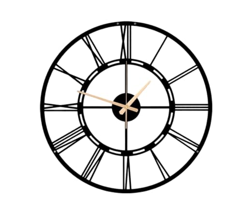 Image of Stylish Metal Wall Clock for Living Room, Bedroom, Office, Kitchen, Home and Hall | Antique Fancy Big Size Modern Wall Watch for Home Decor (DA-17, 60 CM)
