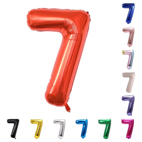 Image of YPSelected 32 Inch Large Foil Helium Number Balloon Birthday Wedding Party 0-9 (Red, 7)