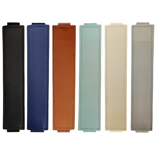 CENRONG 6 Pièces Étui Stylo Cuir, Porte-Stylo Notebooke Élastique, Étui à Stylo Portable en Cuir PU Coloré, Étui à Stylos Réglable pour Ordinateur Portable Carnets Agendas