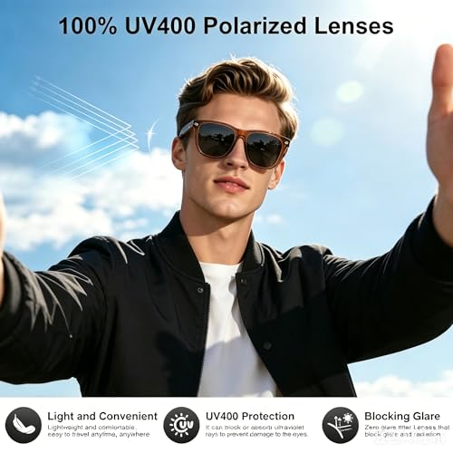 Image of AI Smart Glasses for Men Women, Bluetooth Translation Glasses with 169 Language, Auto On /Off by Wearing Sensor, Wide Face, UV400 polarized lens, Audio Smart Sunglasses for Travel Meeting Sports-Brown