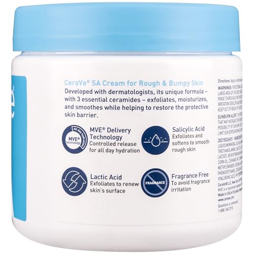 CeraVe SA Moisturizing Cream, Exfoliates and Softens Rough Skin, 16oz | Smooths Rough Skin with Salicylic Acid, Lactic Acid, Hyaluronic Acid, Niacinamide Fragrance-Free & Allergy Tested - image 8