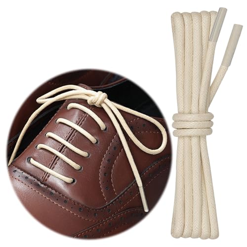 Image of 2 Pairs Dress Shoe Laces, 1 /8 inch Waxed Round Shoelaces | Anti slip waxed cotton coating keeps knots secured all day; 8 colors & 6 sizes for men's,women's leather, dress shoes
