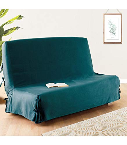 Atmosphera - Housse de clic-clac - Coton - Bleu Canard - 140x200 cm