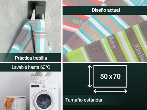 ZOLLNER Juego de 4 paños de Cocina de algodón en 50x70 cm - paños de Cocina Muy absorbentes y duraderos - Lavables hasta 60°C - a Rayas en Color Menta - Calidad hostelería - Certificado Oeko Tex® - imagen 3